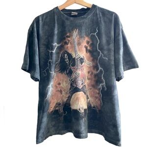 The Mountain Metalhead Skeleton Rocker Grey Tie Dye Unisex  Crewneck Tee Shirt